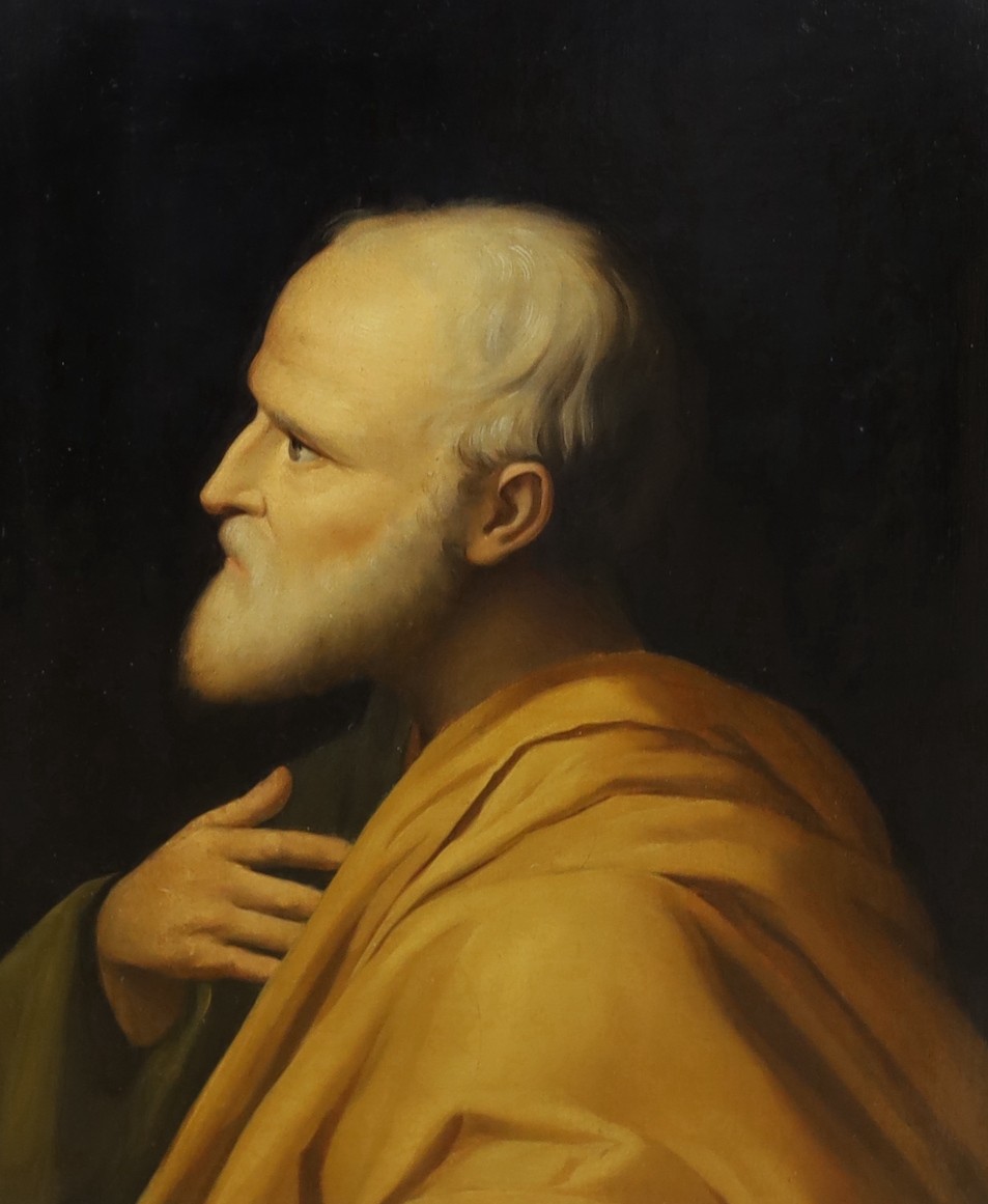 19th century English School, oil on canvas, Portrait of a saint, 34 x 29cm